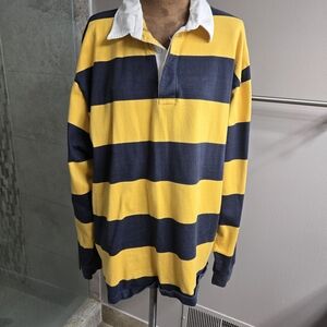 Old Navy Yellow and Navy Striped Button Down Shirt